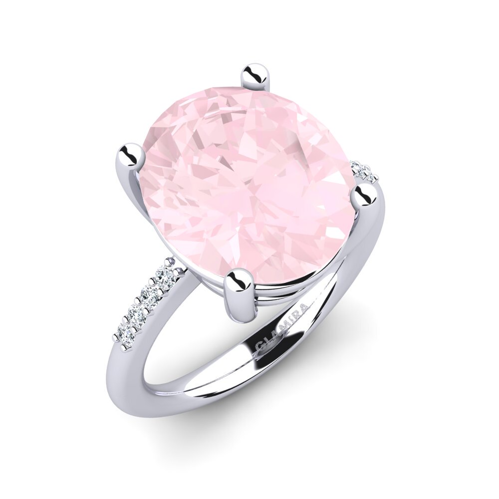Or Blanc 9k Quartz Rose Bague Maharlika
