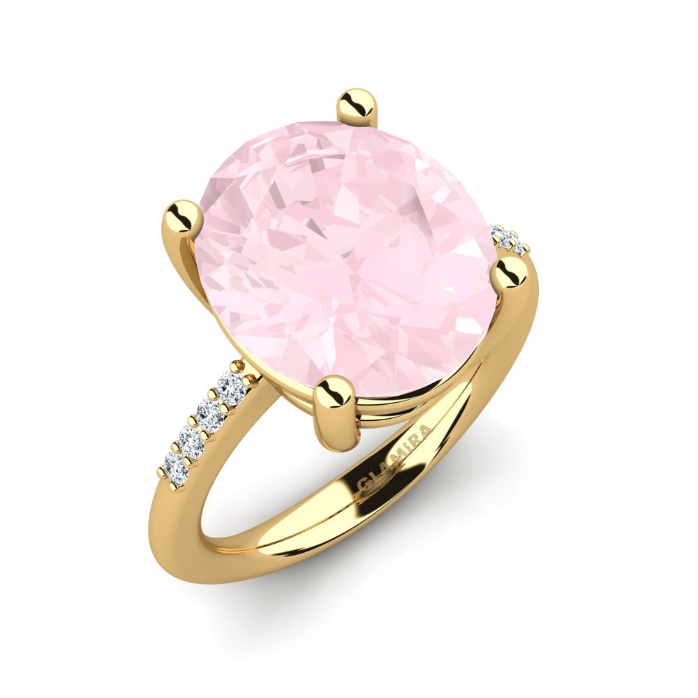 Or Jaune 18k Quartz Rose Bague Maharlika