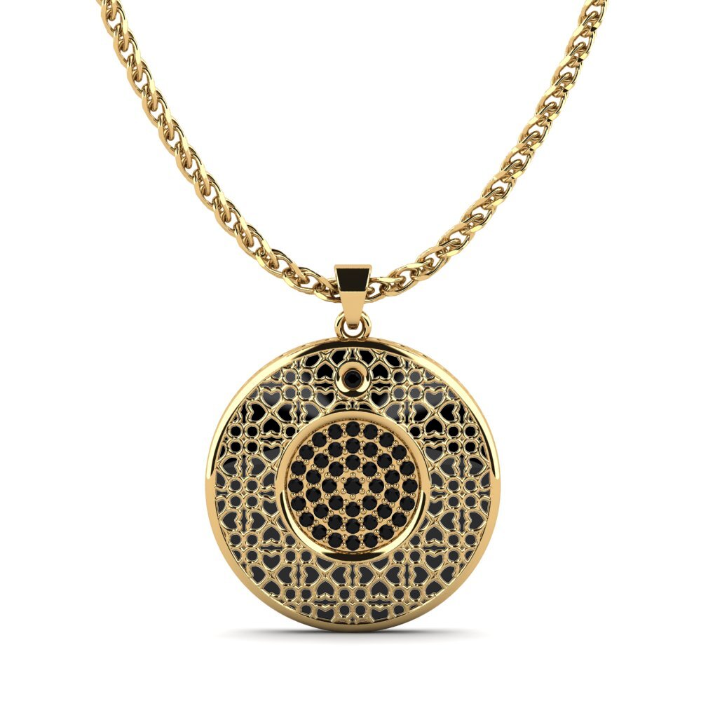 14k Yellow Gold Black Diamond Women's Pendant Maher