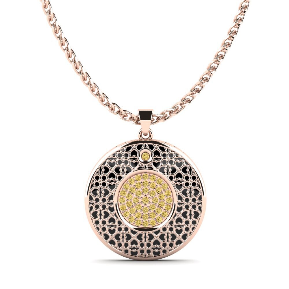 9ct Rose Gold Yellow Diamond Women's Pendant Maher