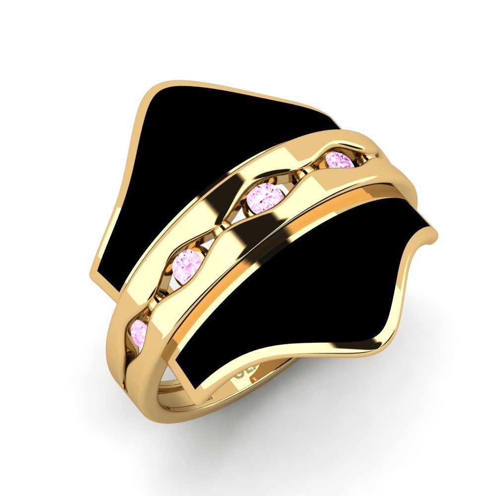 Or Jaune 14k Saphir Rose Bague Mahinay