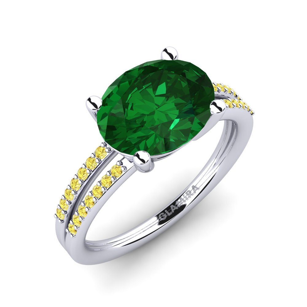 Emerald (Lab Created) Engagement Ring Mahniya