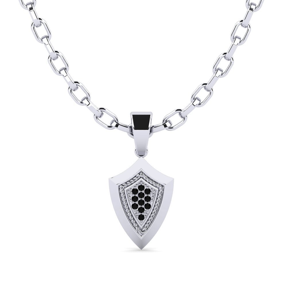 Argent Blanc Diamant Noir Pendentif pour homme Mahulena