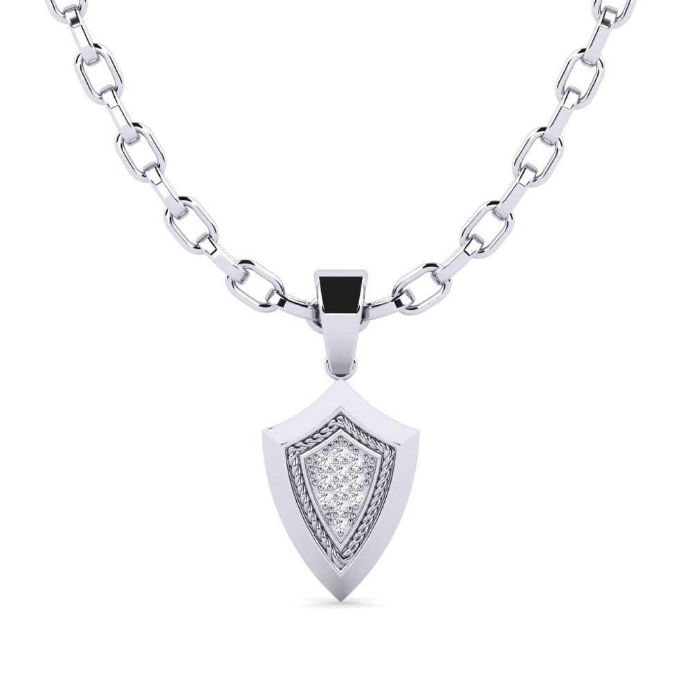 Argent Blanc Saphir Blanc Pendentif pour homme Mahulena