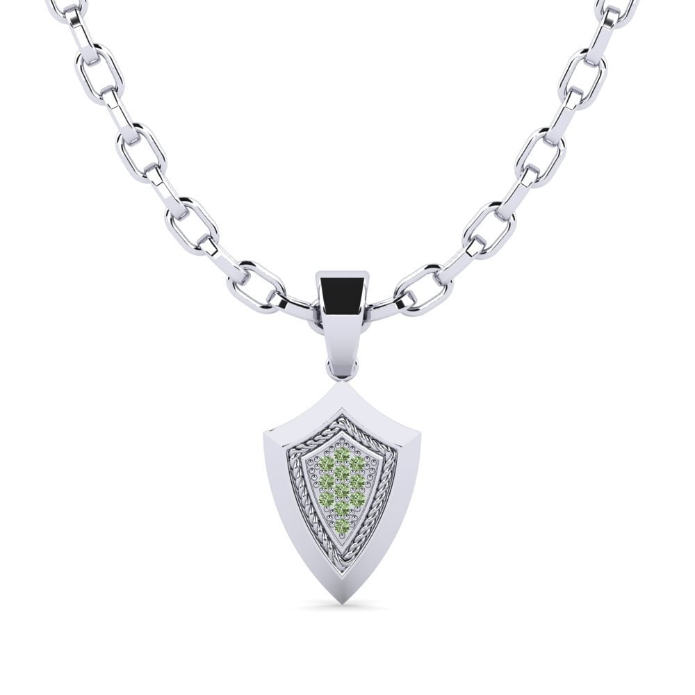 Argent Blanc Diamant Vert Pendentif pour homme Mahulena