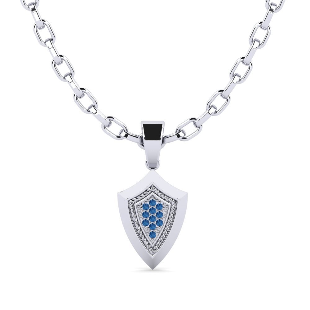 Argent Blanc Zircone Bleu Foncé Pendentif pour homme Mahulena