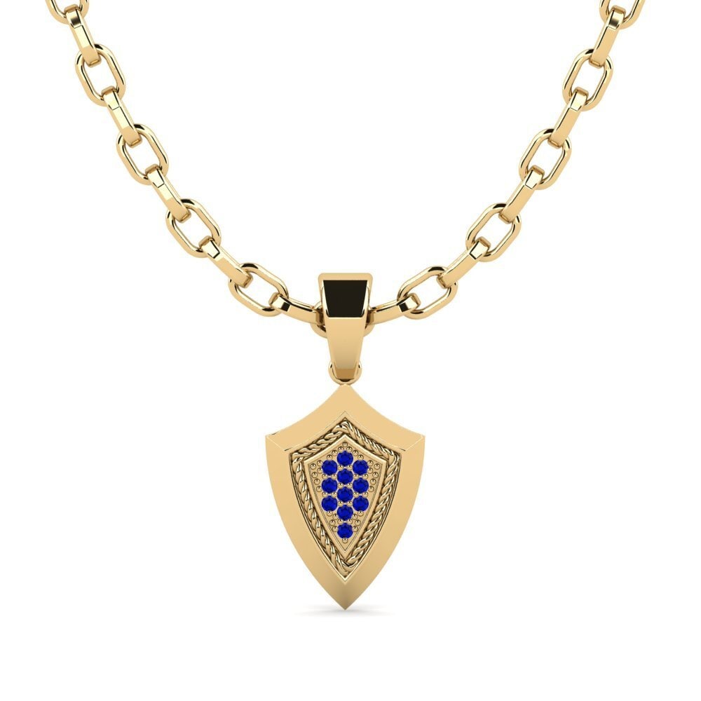Or Jaune 585 Saphir Pendentif pour homme Mahulena