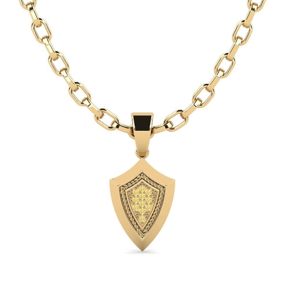 Or Jaune 585 Diamant Jaune Pendentif pour homme Mahulena
