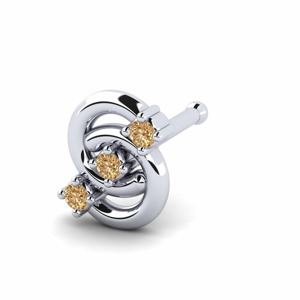 Bruine Diamant Neus Pin Maillechort