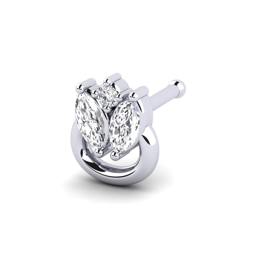 Piercing De Nez En Or Blanc 750 Avec Diamant 0,03 Carats - Neuf Avec étiquettes - 6mm 20G