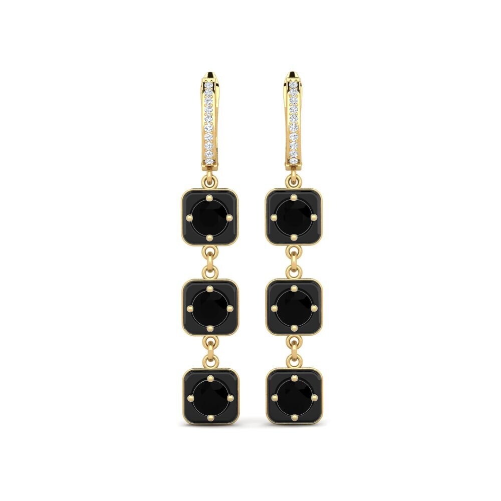 9ct Yellow Gold Black Onyx Women's Earring Mairy