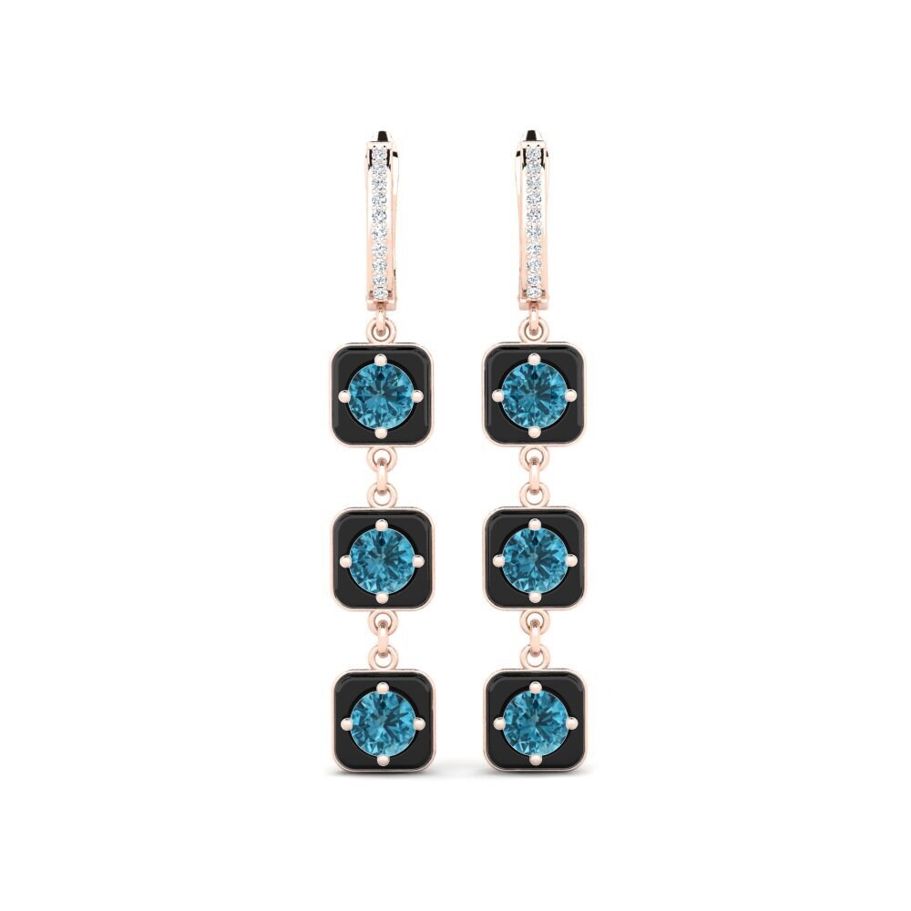 9ct Rose Gold Blue Zircon Women's Earring Mairy