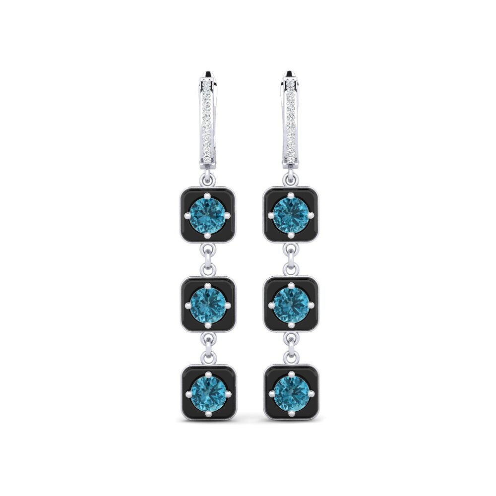 White Silver Blue Zircon Women's Earring Mairy