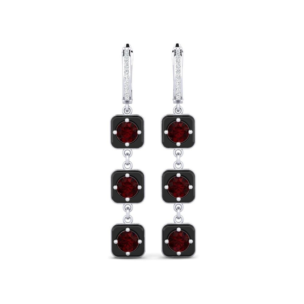 950 Platinum Garnet Women's Earring Mairy