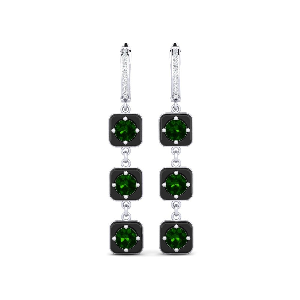 950 Platinum Green Tourmaline Women's Earring Mairy