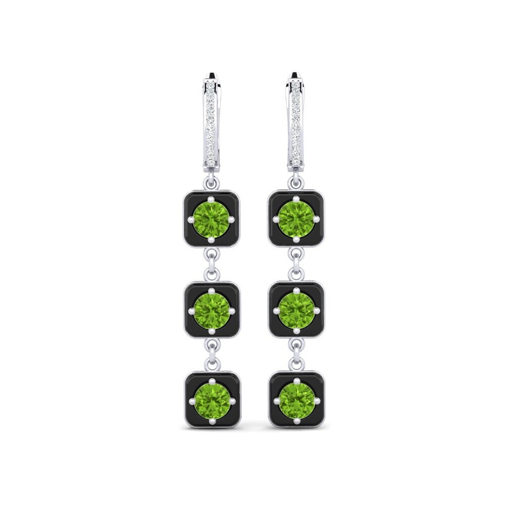 White Silver Peridot Women's Earring Mairy