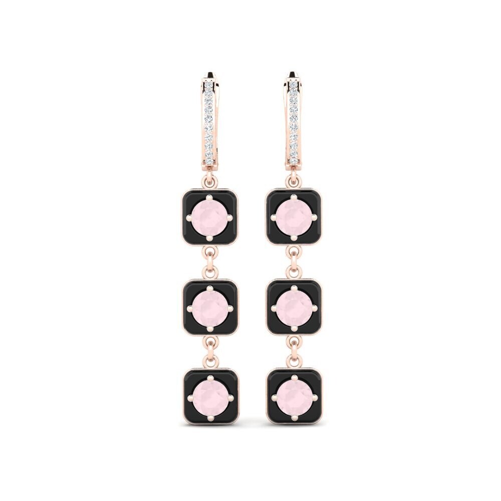 18ct Rose Gold Rose Quartz Women's Earring Mairy