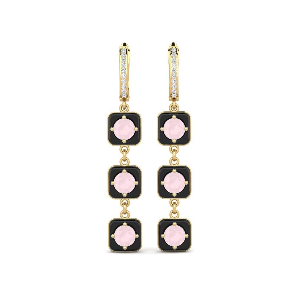 9ct Yellow Gold Rose Quartz Women's Earring Mairy
