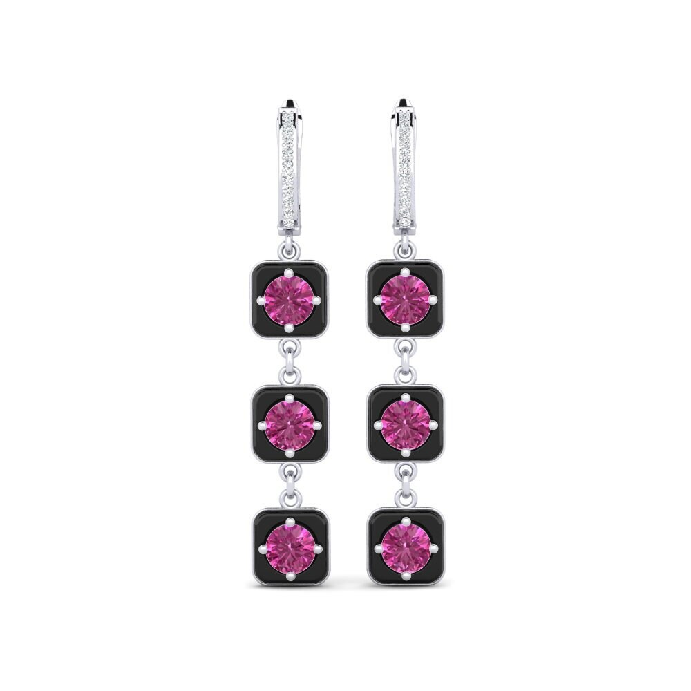 950 Platinum Pink Topaz Women's Earring Mairy