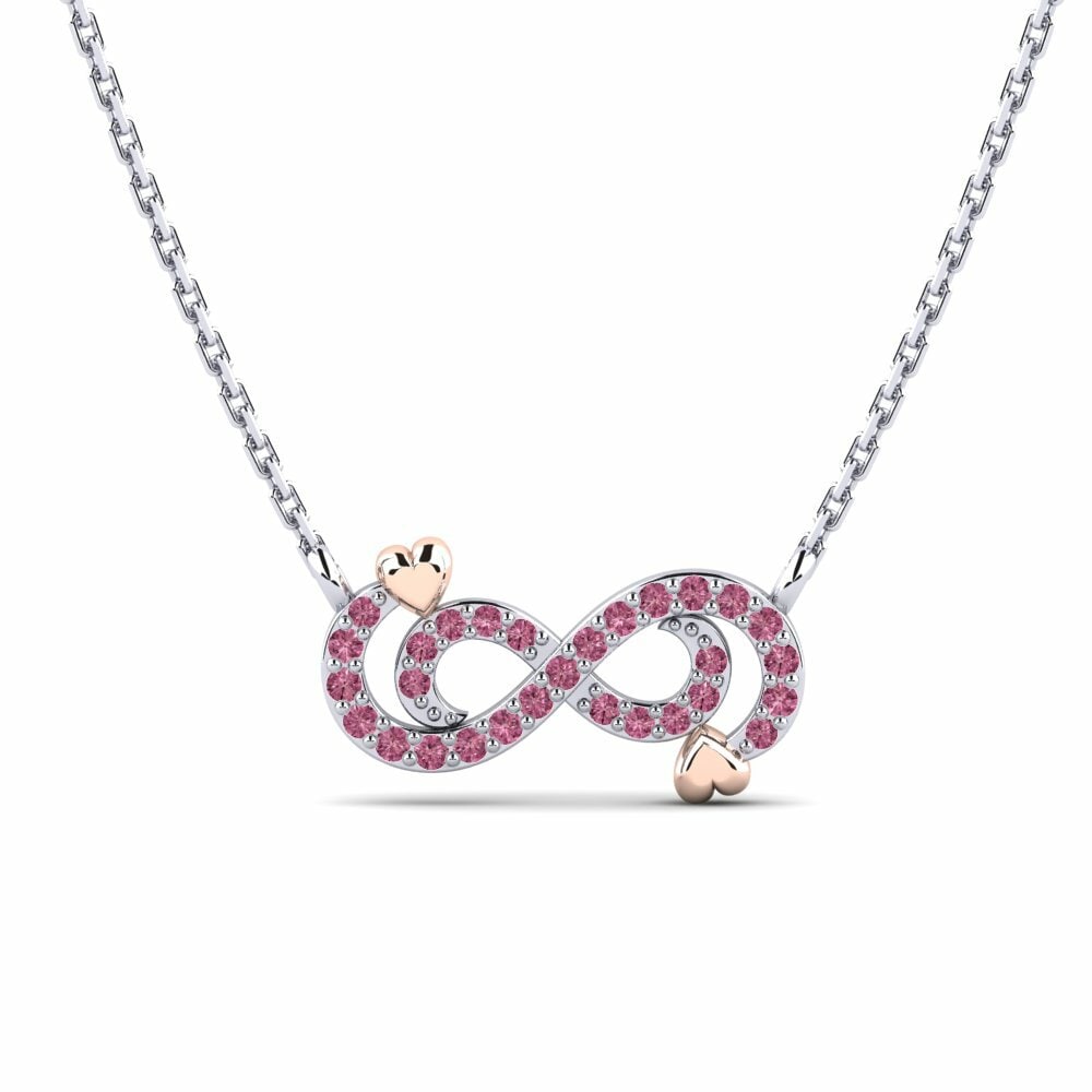 Dây chuyền Vàng Trắng-Đỏ 9K Đá Rhodolite Infinity