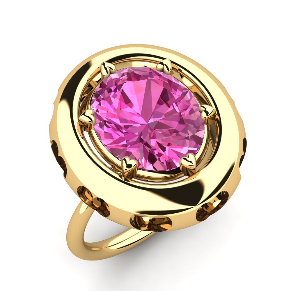 9k Oro Amarillo Topacio Rosa Anillo Makadie