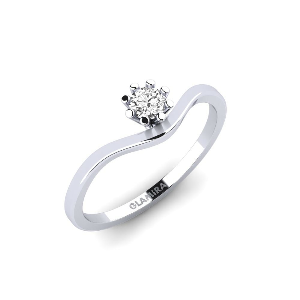 Classic Solitaire Engagement Rings Makronissos 585 White Gold White Sapphire