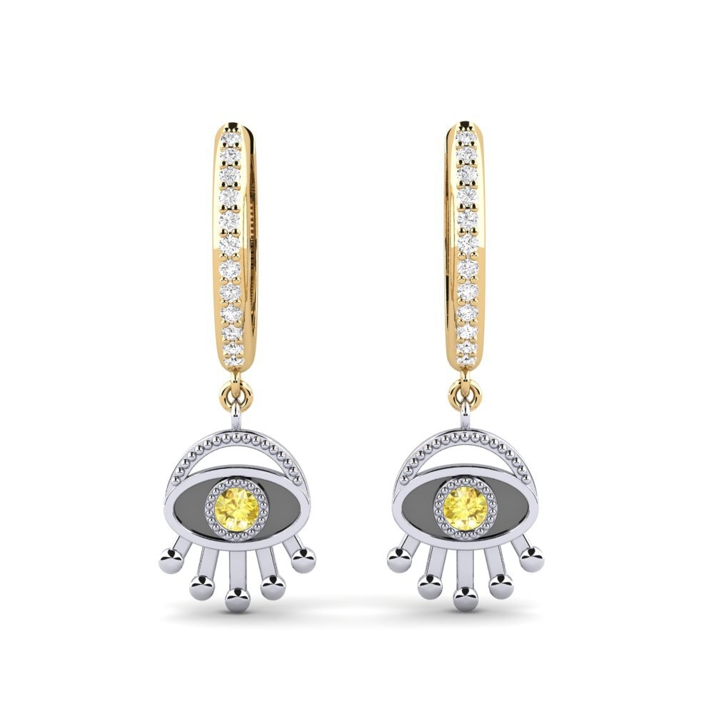 14ct Yellow / White Gold Yellow Sapphire Women's Earring Malavita