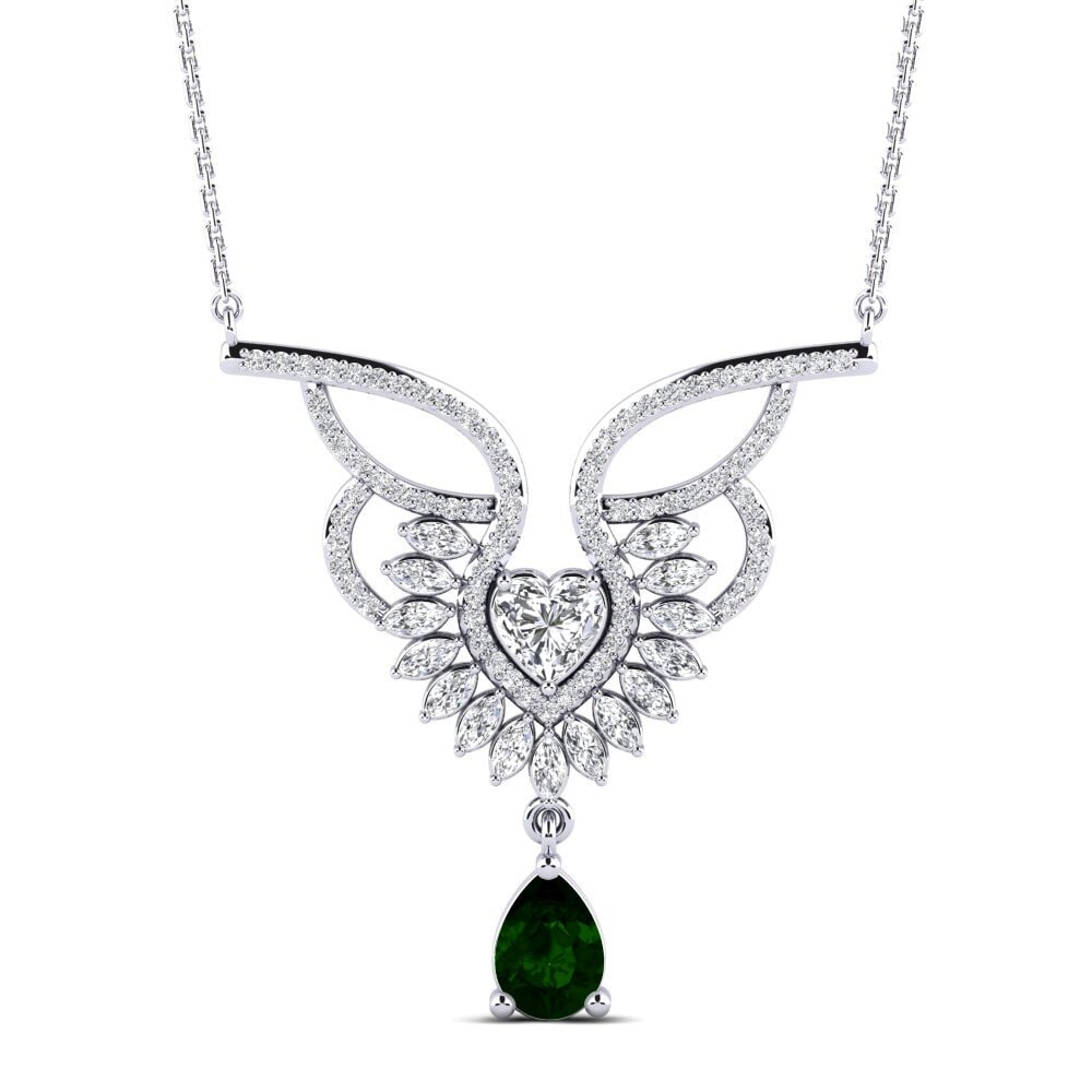 White Silver Green Tourmaline Women's Necklace Malena