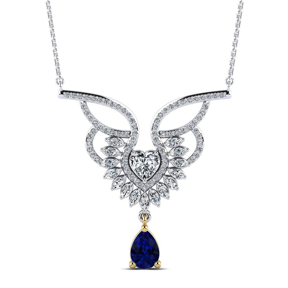 Dây chuyền Vàng Trắng-Vàng 9K Đá Sapphire Premium