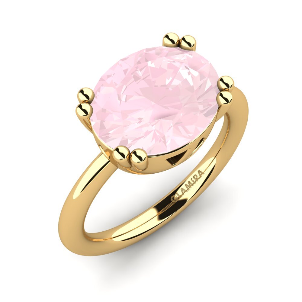 Or Jaune 18k Quartz Rose Bague Malenita