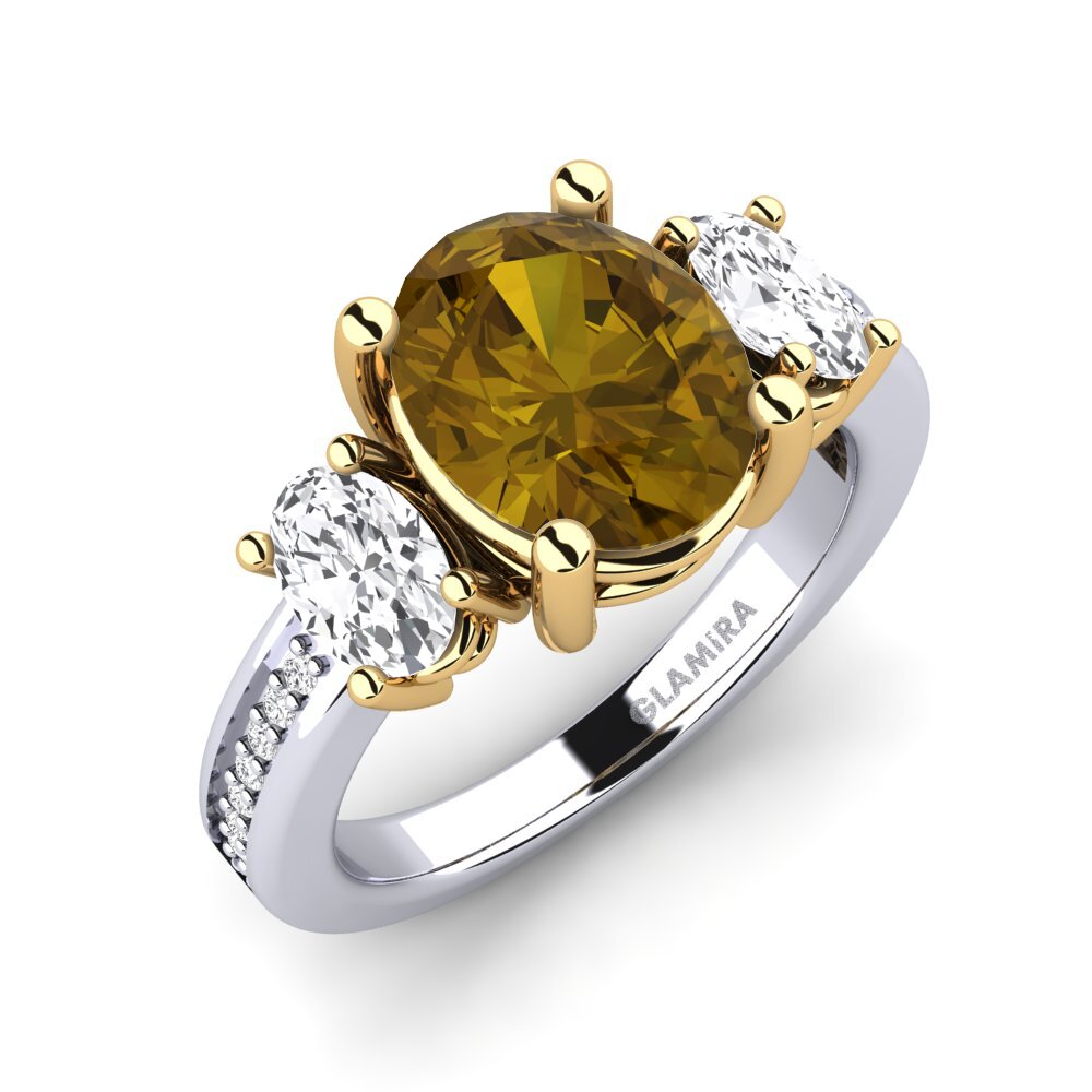 9k Oro Blanco & Amarillo Anillo de compromiso Maletha