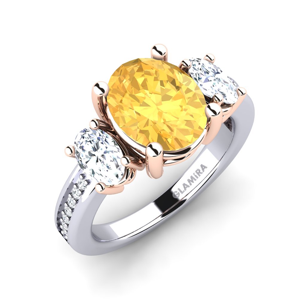 18k Oro Blanco & Rosa Citrino Anillo de compromiso Maletha