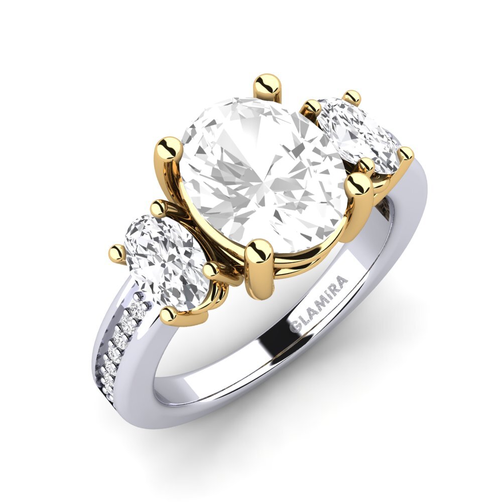 14k Oro Blanco & Amarillo Topacio blanco Anillo de compromiso Maletha