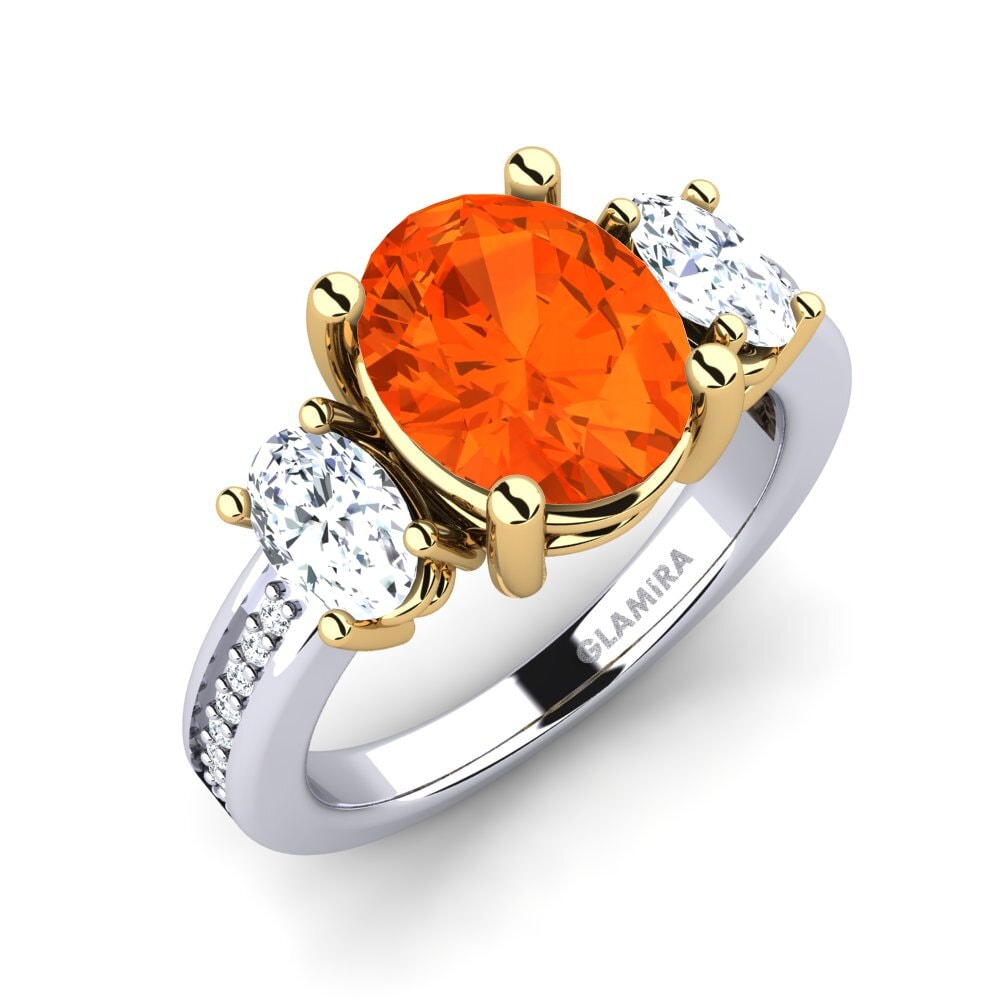 18ct White / Yellow Gold Fire-Opal Engagement Ring Maletha