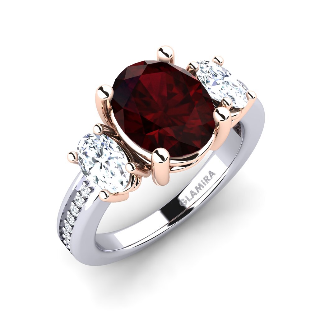 18k Oro Blanco & Rosa Granate Anillo de compromiso Maletha