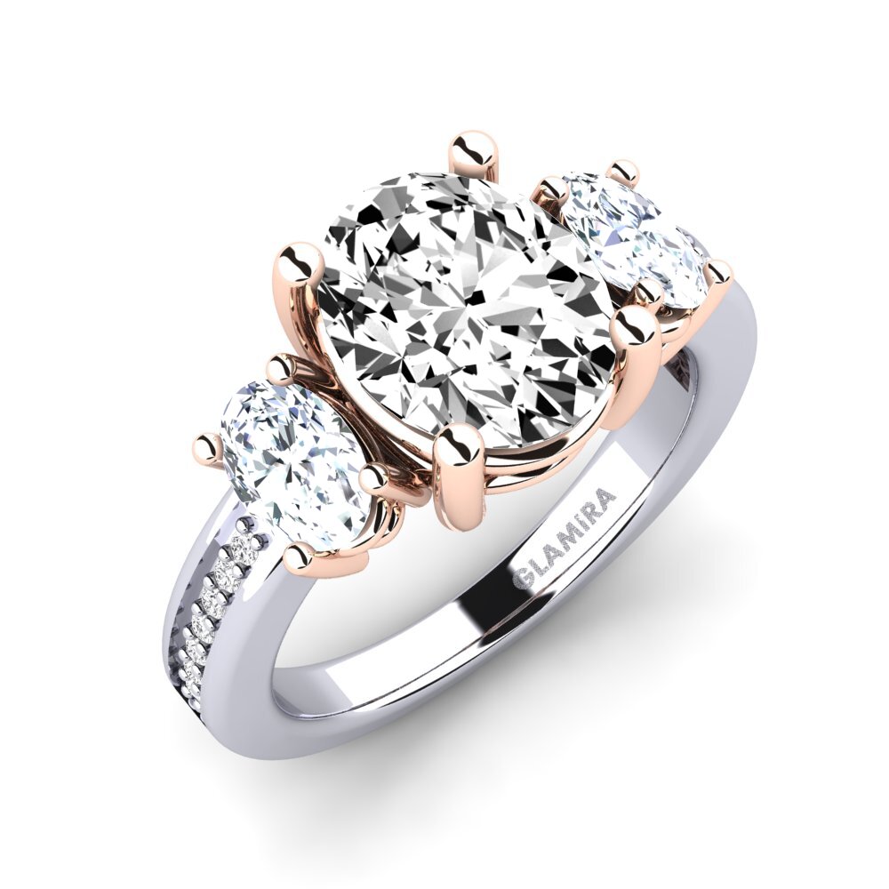 18k Oro Blanco & Rosa Moissanita Anillo de compromiso Maletha