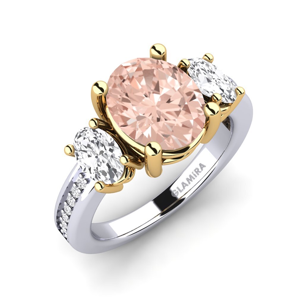 9k Oro Blanco & Amarillo Anillo de compromiso Maletha