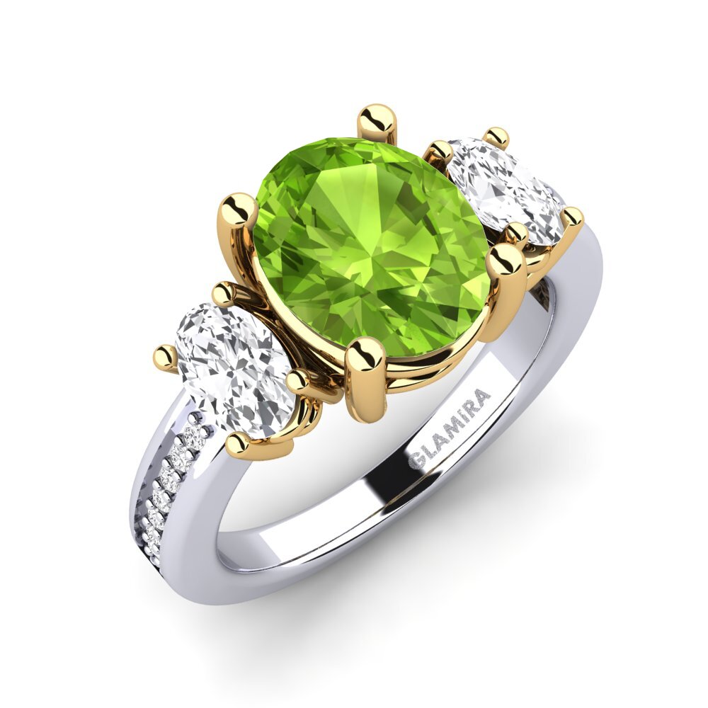 14k Oro Blanco & Amarillo Anillo de compromiso Maletha