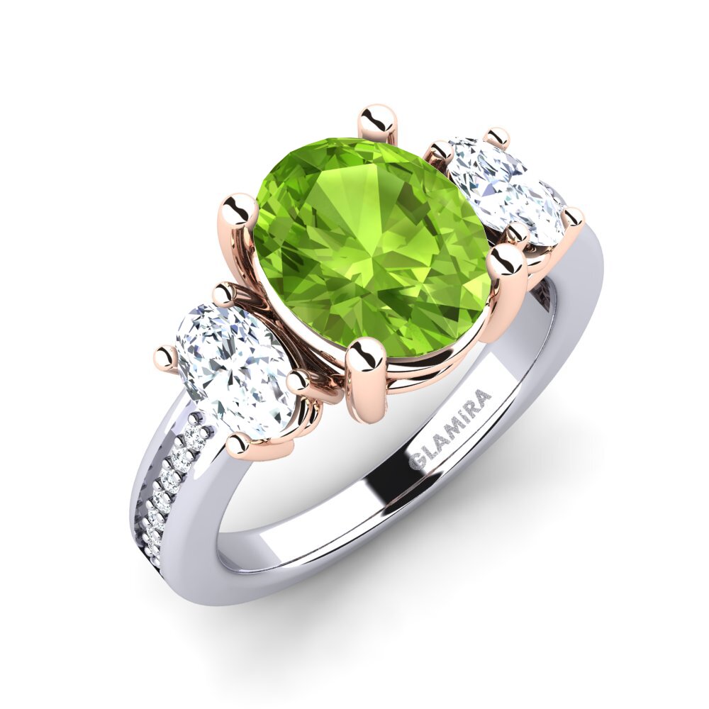 18ct White / Rose Gold Peridot Engagement Ring Maletha
