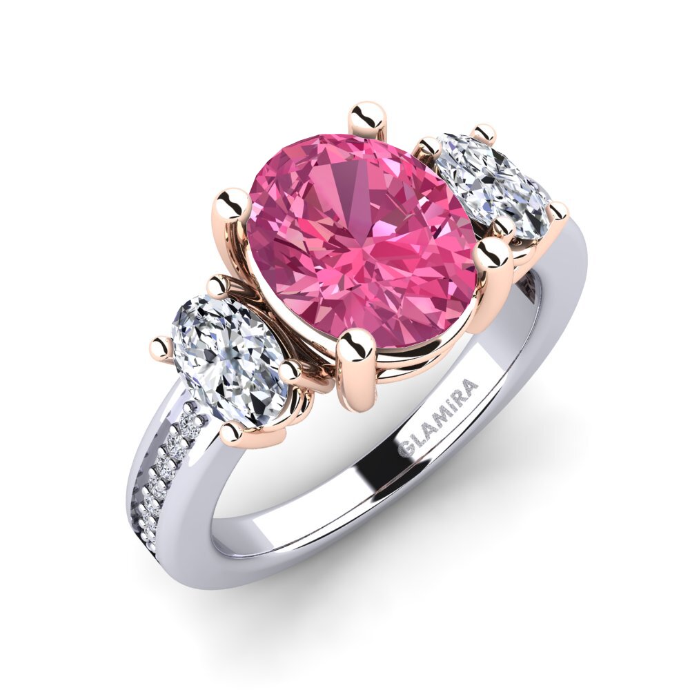 14ct White & Rose Gold Pink Tourmaline Engagement Ring Maletha