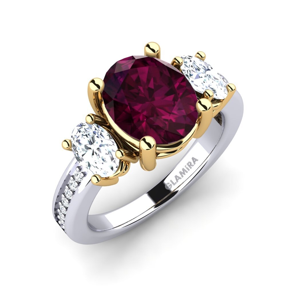 18ct White / Yellow Gold Rhodolite Garnet Engagement Ring Maletha