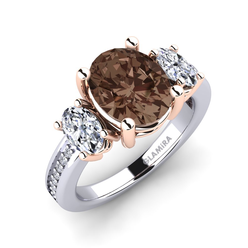 9ct White & Rose Gold Smoky Quartz Engagement Ring Maletha
