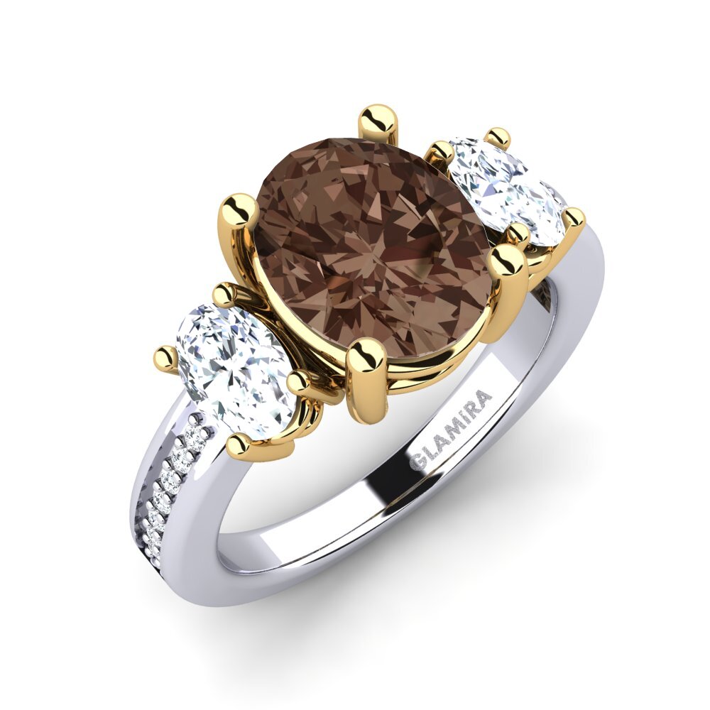 18ct White / Yellow Gold Smoky Quartz Engagement Ring Maletha