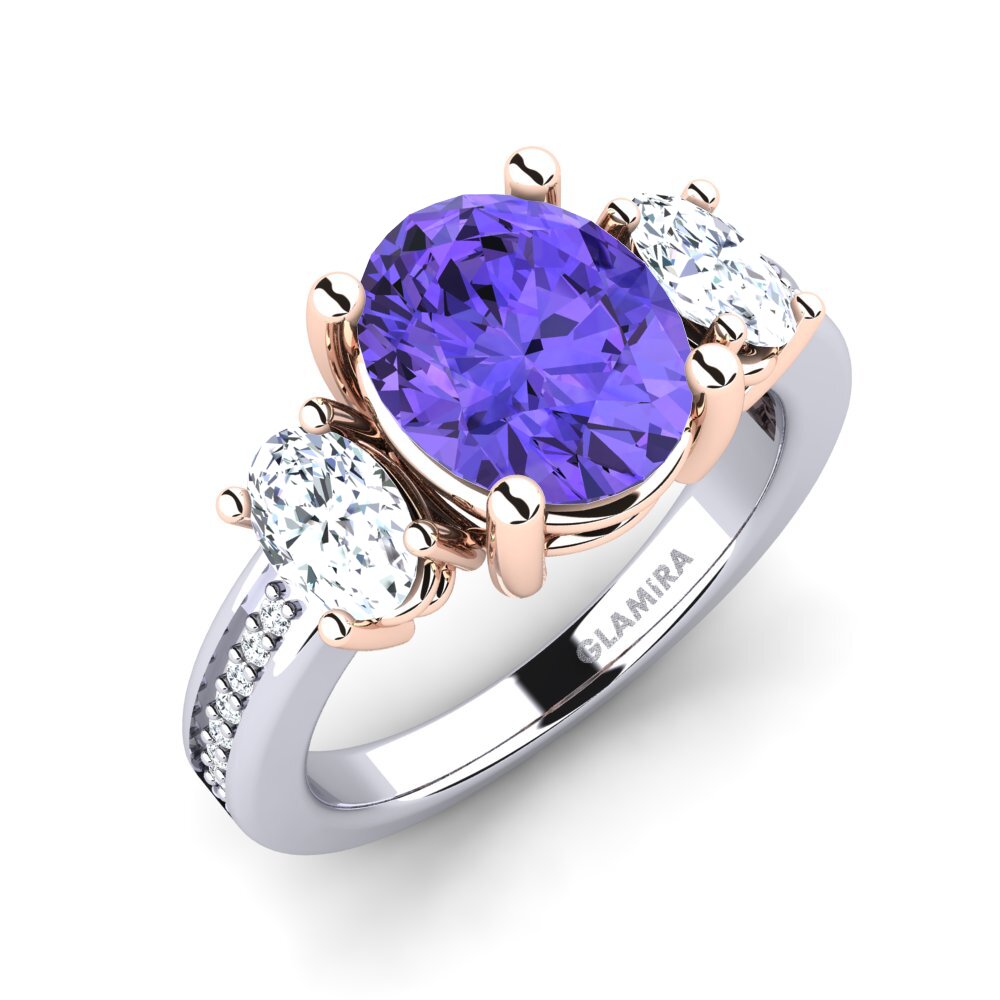 18ct White / Rose Gold Tanzanite Engagement Ring Maletha