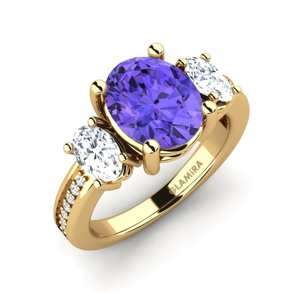 14k Oro Amarillo Tanzanita Anillo de compromiso Maletha