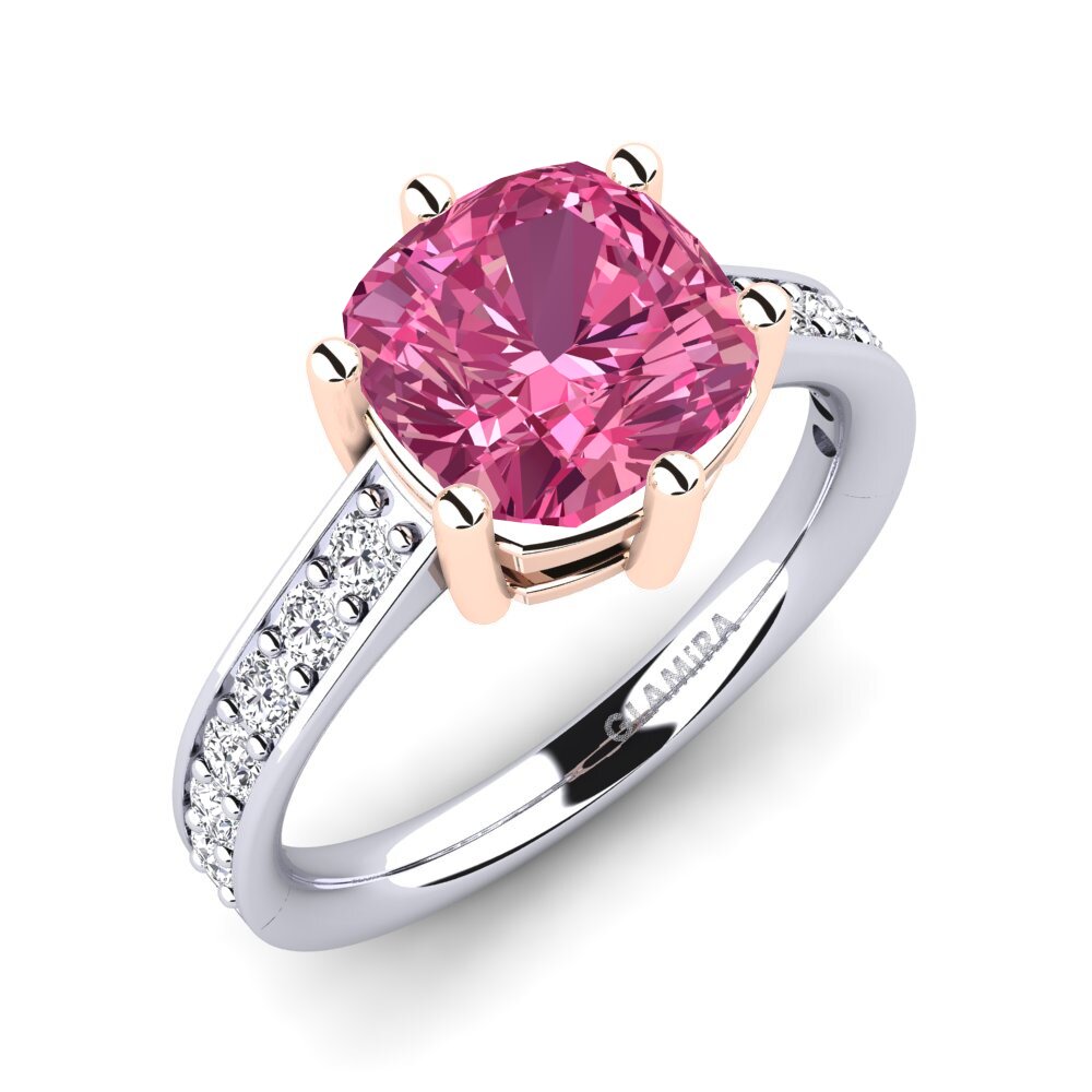 14ct White & Rose Gold Pink Tourmaline Engagement Ring Malias