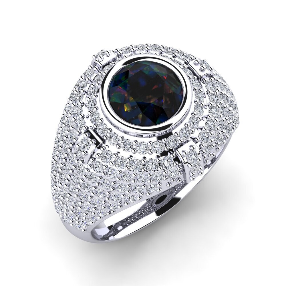 White Silver Black Opal Ring Malick