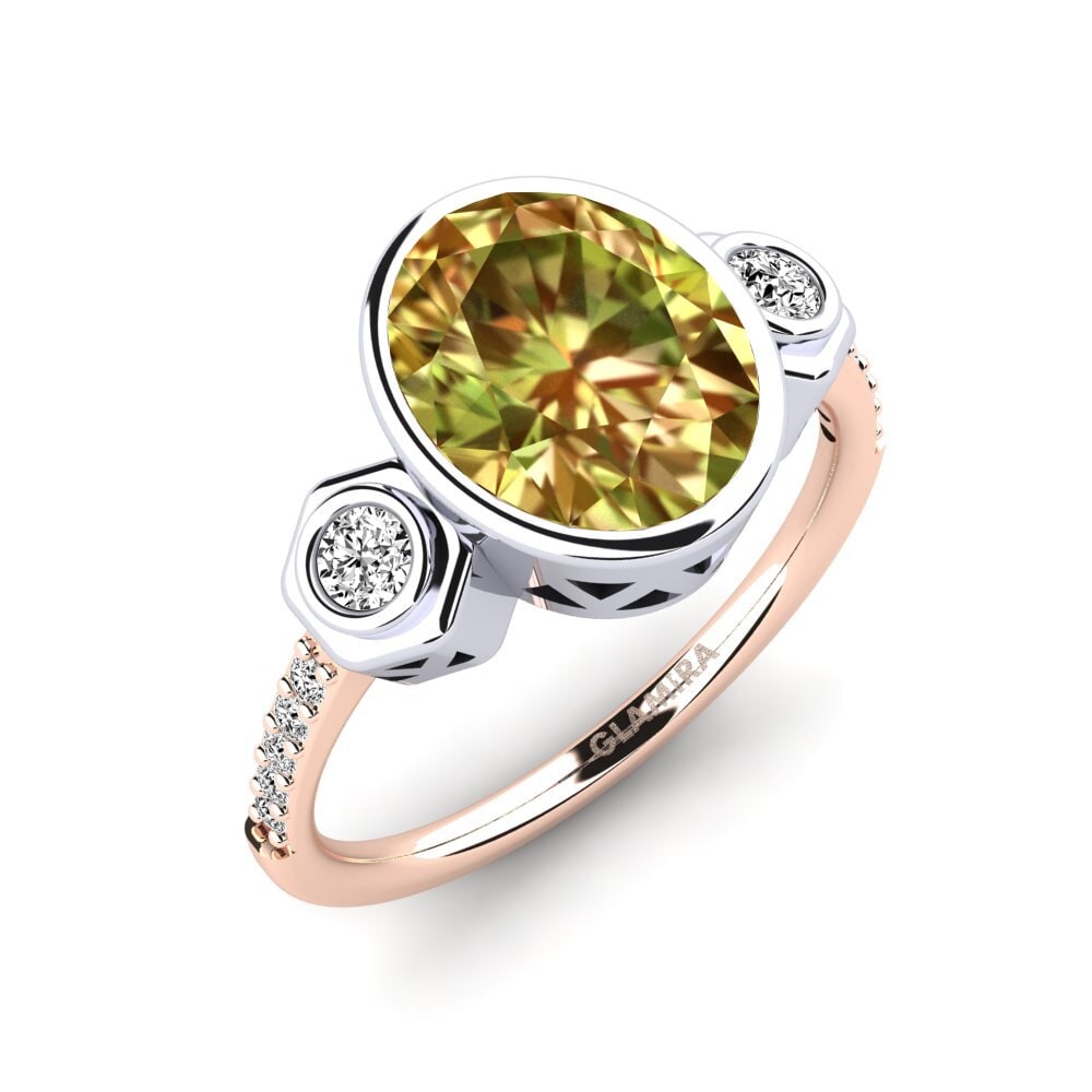 14ct Rose / White Gold Sultan Stone Engagement Ring Malikka