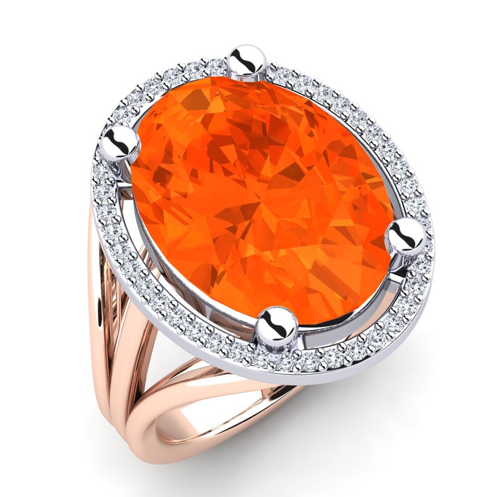 14ct Rose & White Gold Fire Opal Ring Malison