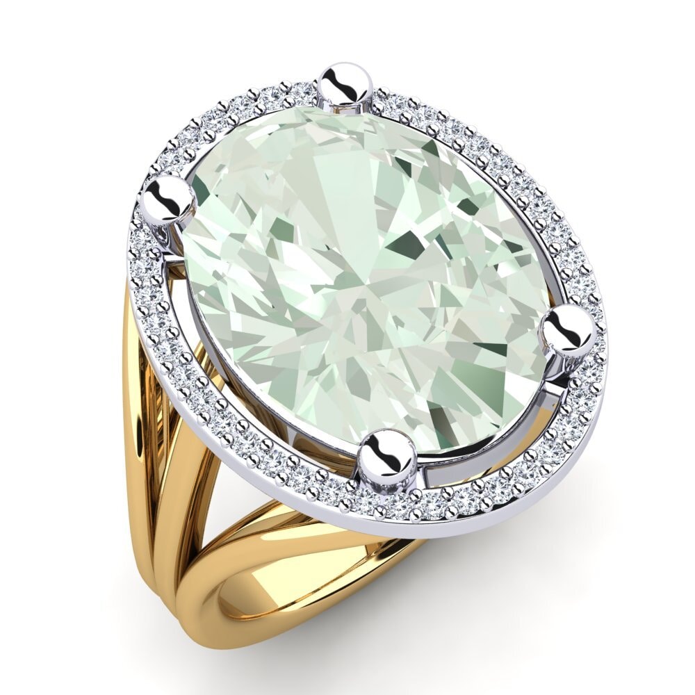 18ct Yellow & White Gold Green Amethyst Ring Malison